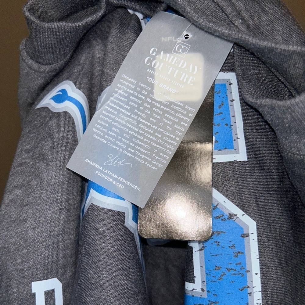 NFL Lions Gray and Blue Crewneck Sweater - Picture 3 of 4
